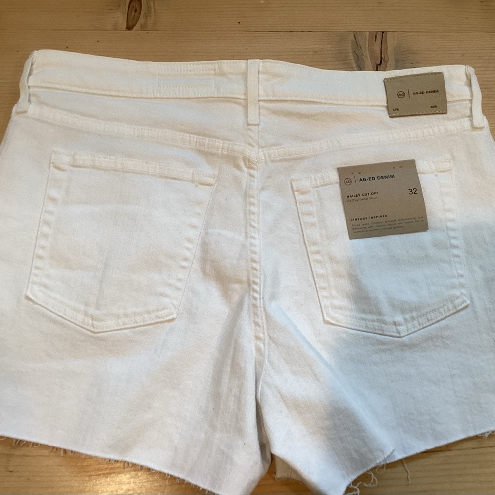 AG Adriano Goldschmied White Hailey Cut-Off XBoyfriend Shorts 32 NWT Women Denim